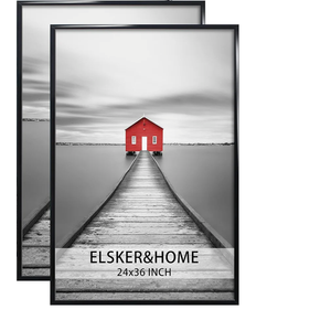 ELSKER&HOME 24x36 Poster Frame 2 Pack, Black Picture Frame for Horizontal or Vertical Wall Mounting, Sturdy and Scratch-proof
