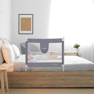 MBQMBSS 37" L x 26.5" H Bed Rail for Toddlers, Baby Bed Rails Guard for Kids Height Adjustable Sturdy Railing with Y-Strap Protective Bed - Fit for Side of Twin Full Queen, King Size, (1 Side)