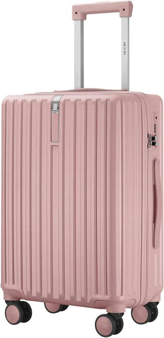 24 Inch Expandable Luggage with Wheels Checked Bag Luggage Hard Shell PC Suitcases Lightweight Travel Checked Luggage Medium Suitcase with Lock for Woman Men Travel (Pink)