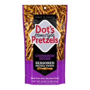 Dot's Pretzels Cinnamon Sugar Seasoned Pretzel Twist Snack, 16oz Grocery Sized Bag (EXP 04/25/26)