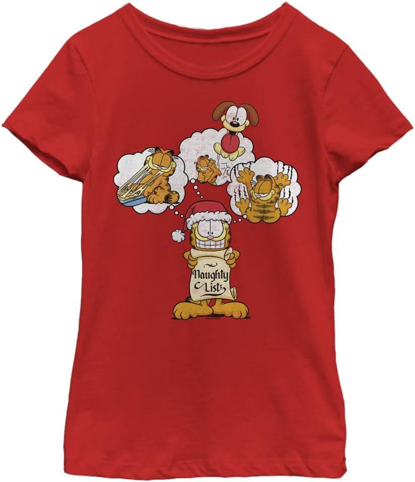Garfield Girl's Naughty List T-Shirt (Red, Small)