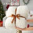 YJLMLY Chunky Knit Throw Blanket,60x80 Inch Heavy 6.8lbs, Hand Knit Chenille Couch Blanket, Soft Cable Knit Gift for Women Mom Wife, Modern Home Decor