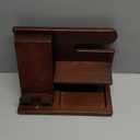 TESLYAR Wood Phone Docking Station for Men - Desktop or Nightstand Organizer - Birthday Gifts for Men, Dad - Anniversary Idea from Wife - Key Holder, Stand Wallet, Watch & Essentials (Bourbon Brown)