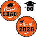 Graduation Party Supplies 2026 Graduation Party Dinnerware Orange Disposable Paper Plates for Congrats Grad Party Decorations, Serve 80