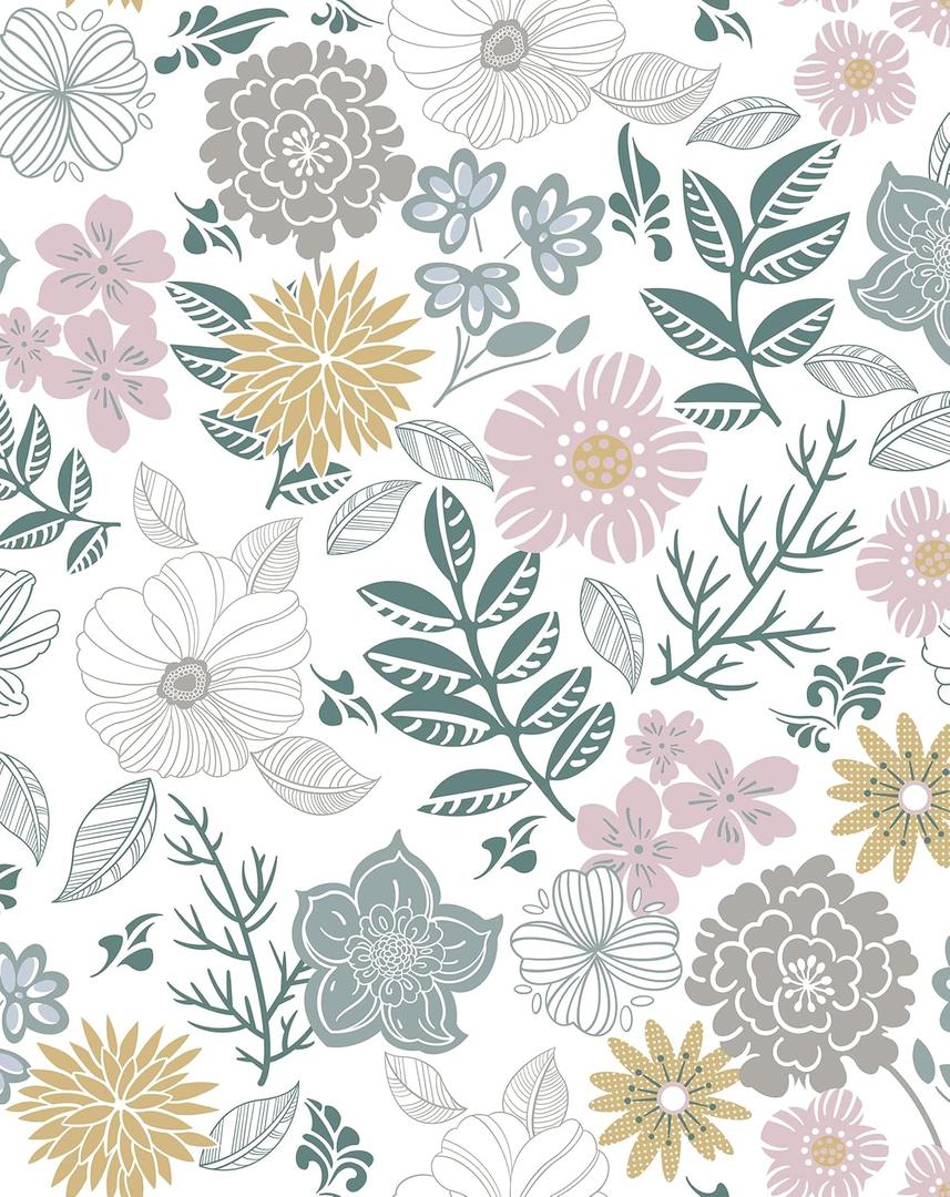 Rugreat Modern Floral Peel and Stick Wallpaper Boho Flower Leaf Contact Paper for Cabinets and Drawers Self Adhesive Removable Wallpaper for Bedroom Bathroom Waterproof Multicolor 197inL 17.3inW