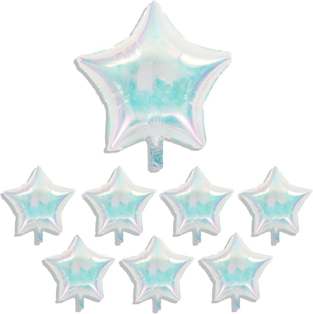 KatchOn, Transparent Iridescent Star Balloons - Big 19 Inch, Pack of 8 | Holographic Balloons | Iridescent Star Balloon For Christmas Decorations | New Year Balloon For New Years Decorations 2026