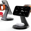 3 in 1 Charging Station for Apple Devices, Mag-Safe Charger Stand Fast Charging, Wireless Charger for iPhone 16/ 15/ 14/ 13/ 12 Series, & AirPods, & iWatch(USB-C Charger Included)