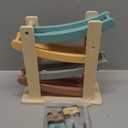 Joyreal Montessori Toddler Toys for 1 2 Year Old - 4 Level All-Wooden Car Ramp Racer Toys with 4 Mini Cars & Garages - Christmas Birthday Gifts for 1-3 Year Old Boys and Girls