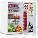 COWSAR 3.2 Cu.Ft Dorm Fridge with Freezer, Single Reversible Door Compact Refrigerator, Adjustable Thermostat, 2 Removable Shelves, Commercial Drink Fridge for Bedroom, Office, Kitchen, Dorm, White