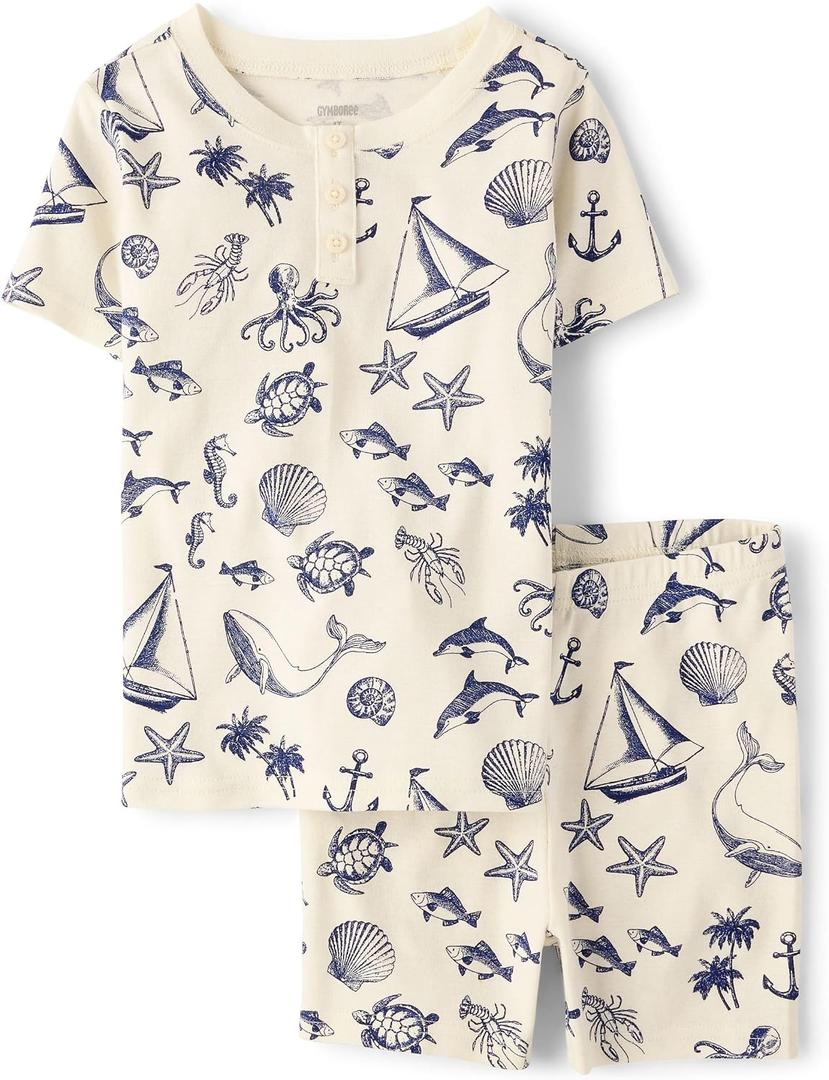 Gymboree Boys' 100% Cotton Short Sleeve Top and Shorts, Gymmies Pajama Set 6