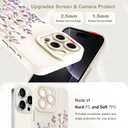 Designed for iPhone 16 Pro Case, Cute Flower Floral Pattern Design, Slim Soft TPU Liquid Silicone Protective Cover for Women Girls - White