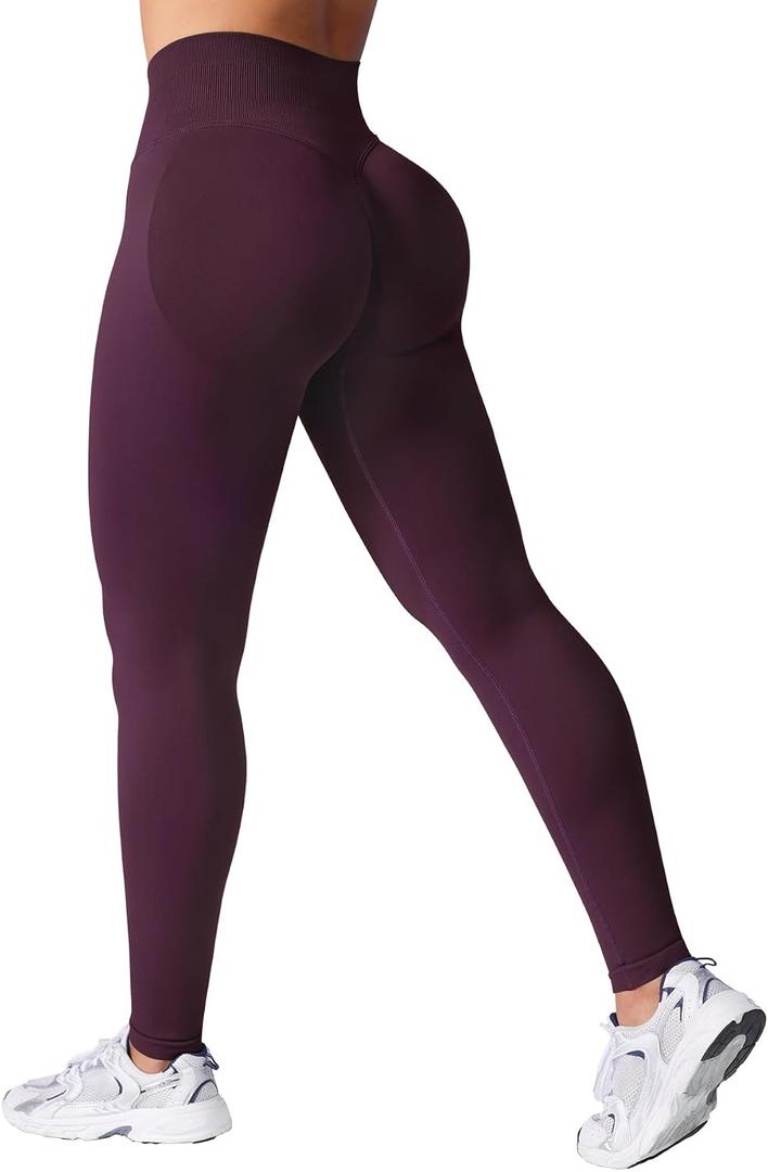 VOYJOY Women Seamless Impact Leggings Scrunch Workout Leggings Medium Waist Tummy Control Butt Lifting Gym Yoga Pants (Purple, S)