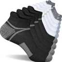Men's Athletic Cushioned Ankle Socks, Comfort Wicking Anti-Blister Running Sock 5 Pairs, L