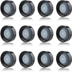 12 Pack 38mm Growler Caps, Black - Replacement Caps for 1/2 Gallon & 1 Gallon Glass Jugs | Airtissle Seal Keeps Beer Carbonated | Universal Fit for Most Standard 38mm Thread Glass Jugs