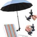 Chair Umbrella with Clamp, 360 Adjustable, UPF 50+ UV Protection, Clip On for Beach Chair, Wheelchair, Golf Cart, Boat, Fishing, Outdoor Sun Shade