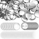 200 Sets Blank Button Making Supplies 37mm/ 1.46 inch Metal Round Badge Button Pin Parts Kit Metal Shells Metal Back Cover and Clear Film DIY Button Making Kit for Button Maker Machine