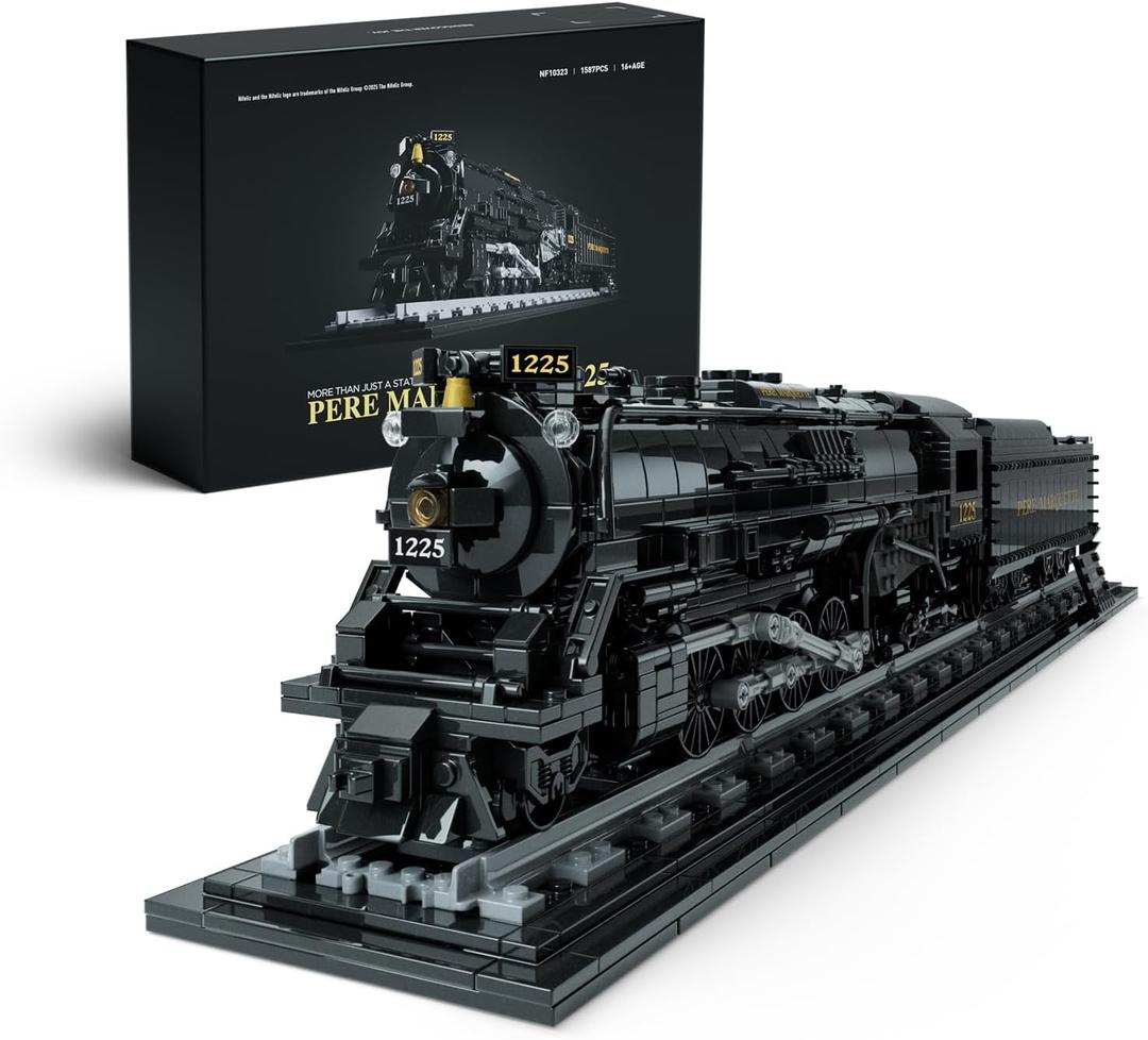 Nifeliz 1225 Locomotive Building Set, Classic Steam Train Model Toy for Adult Collectors, Display and Gift Giving (1,593 PCS, NF10323)
