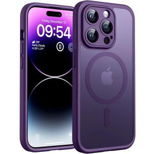 TOCOL Magnetic for iPhone 14 Pro Max Case, Upgraded Full Camera Protection, Compatible with Magsafe, Drop Protection, Translucent Matte Back Bumper Phone Cover 6.7Inch（Midnight Purple）