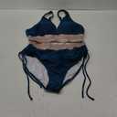 Blooming Jelly Women High Waisted Bikini Sets Tummy Control Swimsuits Color Block Two Piece Drawstring Bathing Suit (X-Large, Navy Blue)