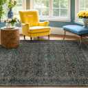 Washable Vintage 5x8 Living Room Rug, Dark Green Floral Area Rug for Bedroom Under Bed, Dining Room Under Small Dining Table, Office - Oriental Low Pile Non Slip & Stain Resistance (5x8 Dark Green)