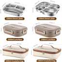 Bento Box,1500ml Stainless Steel Lunch Box,Versatile 4-Compartment Portable Lunch Box Container-Salad Lunch Containers for Adults/Kids with Soup Bowl Spoon Fork Thermos Bag Accessories (Khaki)