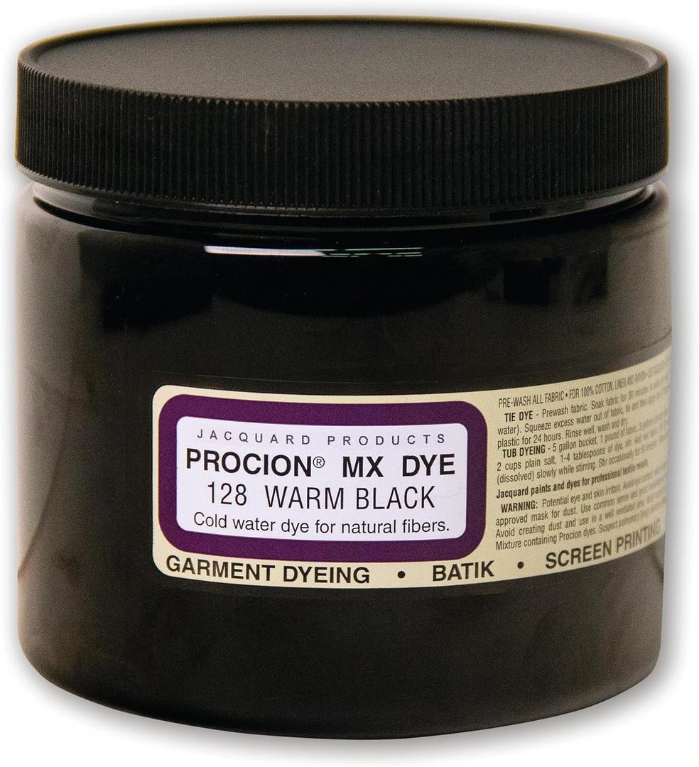 Jacquard Procion MX Tie Dye Powder | Cold Water Fiber Reactive Dye for Fabric and Clothing | Permanent and Washfast | Made in USA | Warm Black | 8 Ounce Jar
