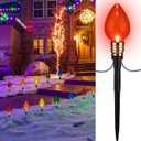 2 Pack C9 Christmas Pathway Lights Outdoor, Total 34.8 Ft 20 LED C9 Pathway Light, Waterproof Connectable Walkway Lights for Yard Ground Sidewalk Driveway Christmas Decorations (Multicolor)