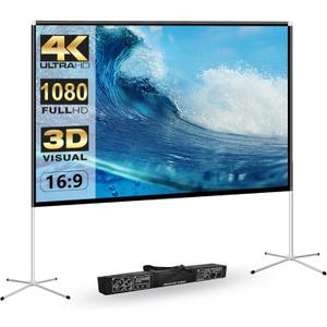 Projector Screen Outdoor Portable Movie: 120 inch Foldable Projection Screen with Stand Legs and Carry Bag for Camping Party