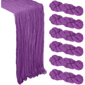 6 Pack Purple Cheesecloth Table Runner 10Ft Spring Gauze Cheese Cloth Table Runner 35x120 Inch Boho Sheer Rustic Fabric for Holiday Party Decor Baby Shower Wedding Decorations