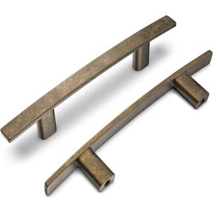 homdiy 30 Pack Solid Heavy Duty Zinc Alloy Cabinet Handles, Antique Brass Cabinet Pulls, 3-3/4 Inch Hole Center Arch Drawer Pulls Retro Hardware for Kitchen Bathroom Cupboard