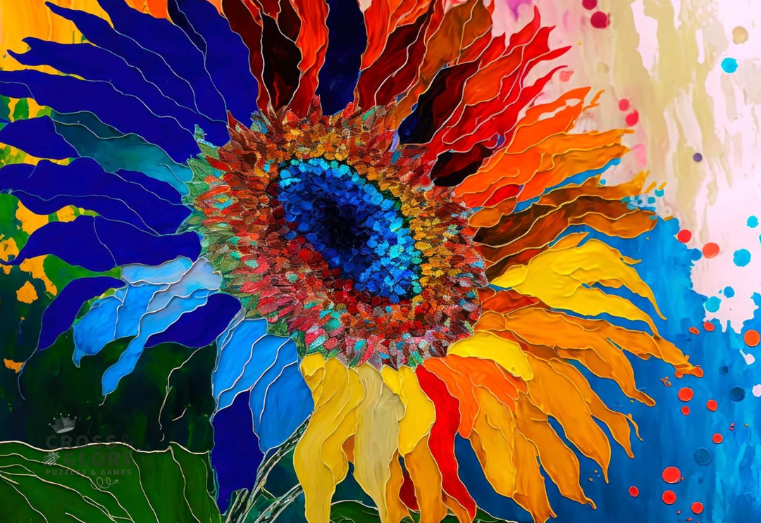 Cross & Glory - Sunflower Kaleidoscope - 1000 Piece Jigsaw Puzzle for Adults | Colorful Flower Artwork | Challenging and Fun Activity | Great Gift for Garden Lovers