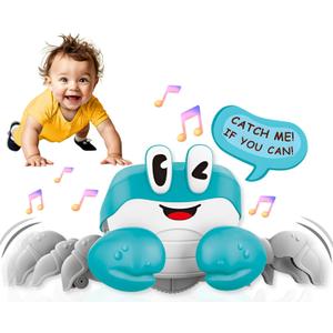 BEKILOLE Crawling Crab Baby Toys | Boys Gifts Interactive Fun for Tummy Time Moving Walking Running | Musical Toddler Boys Girls Birthday Gift Toys 0+ Months | Battery NOT Included - Blue