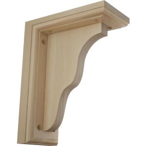 Ekena Millwork BKT03X07X09HARW Hamilton Traditional Wood Brackets, 3 1/2"W x 7"D x 9"H , Rubberwood