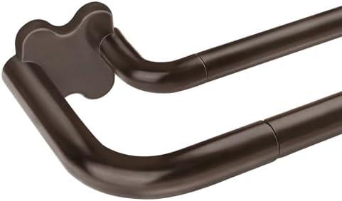 Bronze Double Curtain Rods, USFOOK Blackout Wrap Around Curtain Rods for Windows 48 to 84 Inch, 6/8 Inch Room Darkening Curtain Rod 32 to 86 Inch