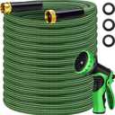 Garden Hose 100 ft Flexible Non-Expandable Water Hose Kink-Free Ultra Lightweight Leak-Proof Durable Portable Wear-Resistant Hoses Pipe with 3/4" Brass Fittings for Outdoor Yard Lawn Car Wash