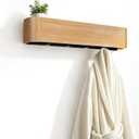 16" Bamboo Coat Rack Wall Mount, 4 Hidden Hooks, Compact, Natural
Solid Bamboo Shelf, 4 Heavy Duty Steel Hooks 44 lbs Each, Entryway Bathroom Bedroom Kitchen, Paper Template Easy Install