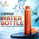 Copper Water Bottle - 37.2 OZ/1.1 L Large Handmade Hammered Pure Copper Vessel for Drinking Leak Proof Durable Easy to Carry Ideal for Home Travel Office Use