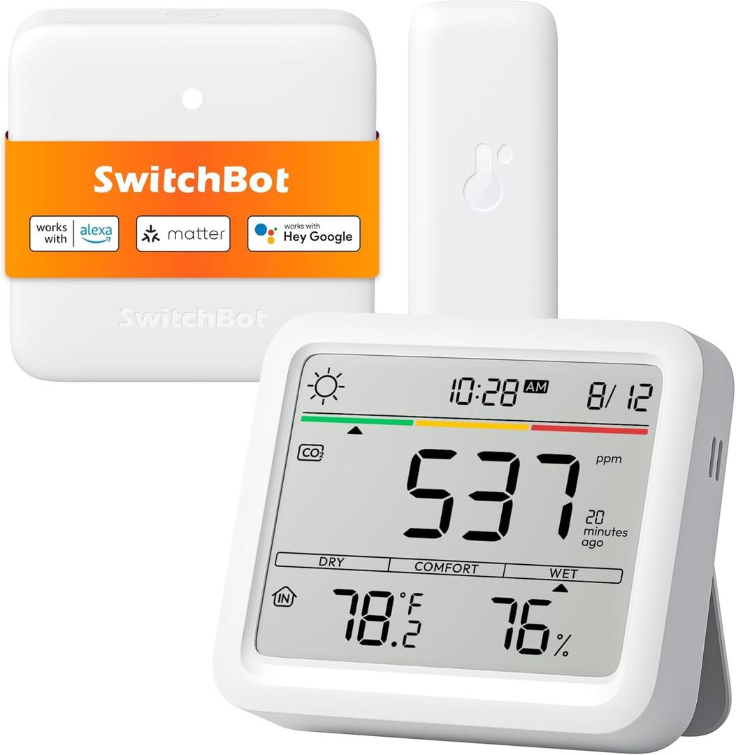 Air Quality Monitor Indoor 5-in-1 Meter Pro CO2 Detector, CO2 Alarm, CO2 Monitor with APP, Large Display, Bluetooth Air Quality Tester for Home, Office,Car (Meter Pro CO2+Outdoor Meter+Hub Mini)