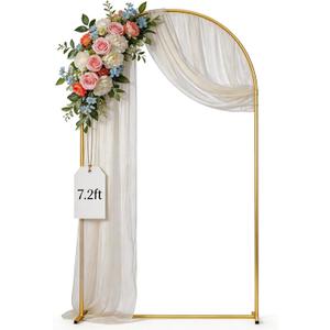 7.2FT Gold Metal Arch Backdrop Stand for Weddings, Birthdays & Garden Decor, Semicircle Frame, Sturdy Powder-Coated Metal, Easy to Assemble, Indoor & Outdoor Use