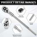 3/4" Drive Quick Release Ratchet, 20-inch Teardrop Reversible Socket Wrench, 24-tooth Gear, Cr-v Steel Heavy Duty Ratcheting Tool with Knurled Handle for Automotive & Machinery Repair