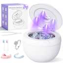 Dental Ultrasonic Retainer Cleaner Machine - 45kHz Cleaning Pod for Dentures, Mouth Guard, Aligner, Night Guard, Toothbrush Heads & Jewelry, 4 Cleaning Modes, Digital Timer, 200ML Capacity, White