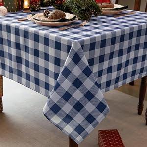 Essifunia Waterproof Checkered Tablecloth Fabric - Rectangle 58x84 Inch Classic Gingham Buffalo Plaid Table Cloth for Indoor/Outdoor Use - Washable Table Cover for Kitchen, BBQs, and Parties