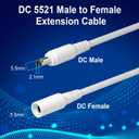 12V DC Power Extension Cable 50 FT (2-Pack), 5.5 mm x 2.1 mm 5521 Male to Female Supply Adapter Cord, Compatible with CCTV Security Camera, IP Network, DVR Standalone, LED Strip, Router, 5V 9V 12V 24V