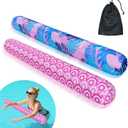 Inflatable Swimming Pool Noodle, 2 Pack Soft Fabric Quick Drying Covered Large Pool Floats Noodles, Premium Buoyancy Swim PoolFloats with Portable Storage Bag for Pool Party Toy (D-Pink Combination)