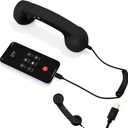 Retro Phone Handset for iPhone & Android, Cell Phone Receiver with Microphone & Speaker,90s Style Prop for Photos, Classic Vintage Telephone Receiver for Cell Mobile Phones (Black)