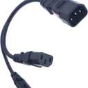 C14 to C13+C7 Y Splitter Power Plug Cord,Single IEC 320 C14 Male to C13+C7 Female Splitter Adapter Cable Cord,30cm