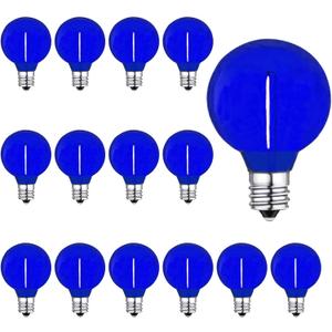 G40 Blue LED Replacement Bulb 1W Light Bulbs Shatterproof Waterproof LED Outdoor String Lights Decorative Night Light E12/C7 Candelabra Base for Wedding Patio Garden Yard,15 Pack(Blue)