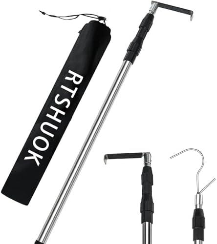 Rtshuok 6.5 Ft Truck Cargo Grabber Reach Retriever Tool,Expandable Heavy Duty Stainless Steel Truck Telescoping Pull Pole with Two Hooks for Pickup Truck SUV Boat Accessorie.    Missing Parts.