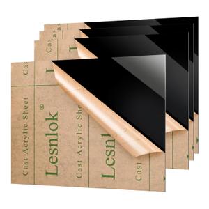 Lesnlok 10 x 10 Black Acrylic Sheet 1/8 inch Thick 3mm 4 Pieces Black Plexiglass Sheet,for Sign,Craft,Painting,Laser Cutting,DIY Display Projects