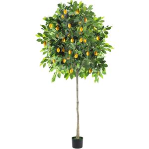 Sunexinlo 6FT Faux Lemon Tree with Vivid Leaves and Realistic Lemons, Fake Lemon Tree with Pot, Artificial Trees for Indoor Outdoor Front Porch Living Room Office Home Decor